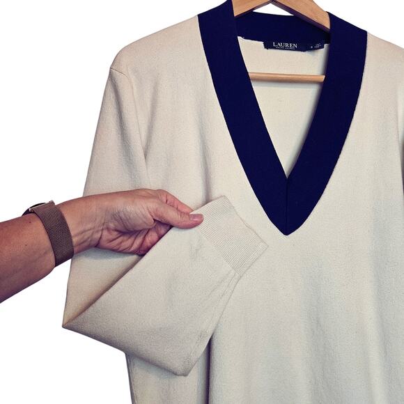 Lauren Ralph Lauren Women's V-Neck Pullover Preppy Tennis Sweater Size 6 - Picture 3 of 12
